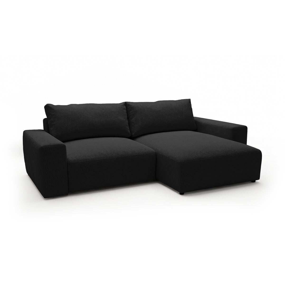 Iskeli modular corner sofa, Raven's Depth (ARAGON 99), right-hand version, angled view – corner sofa with ottoman in Aragon fabric