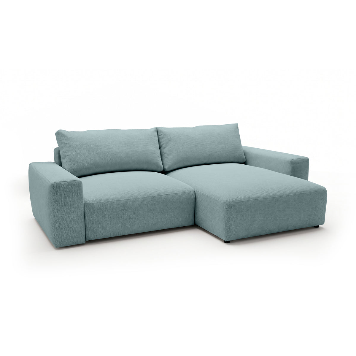 Iskeli modular corner sofa, Icy Azure (ARAGON 70), right-hand version, angled view – corner sofa with ottoman in Aragon fabric
