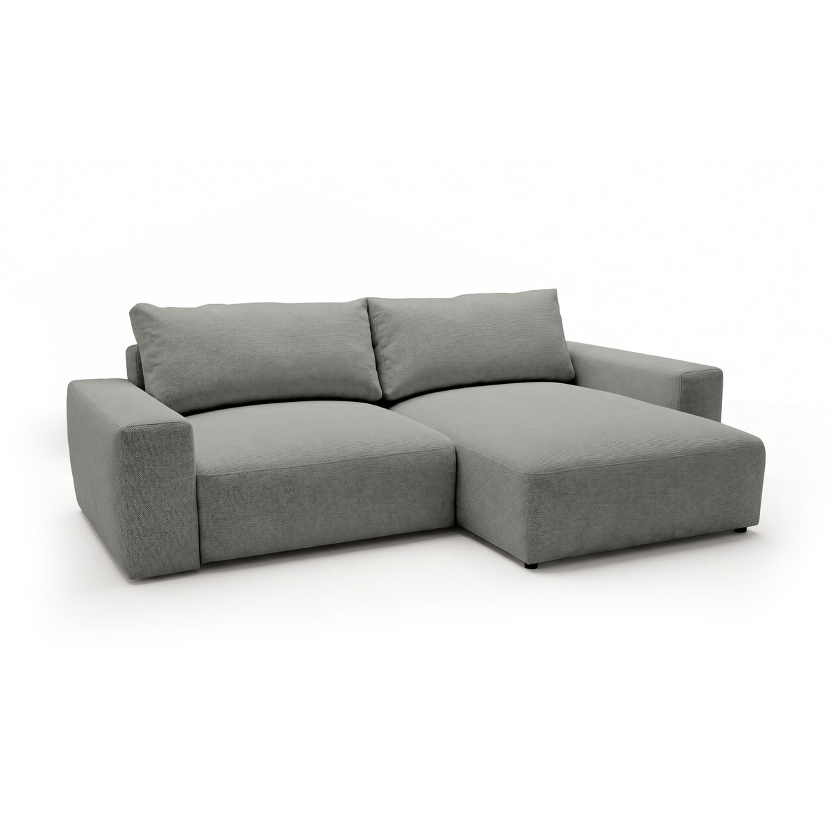 Iskeli modular corner sofa, Steel Grey (ARAGON 83), right-hand version, angled view – corner sofa with ottoman in Aragon fabric