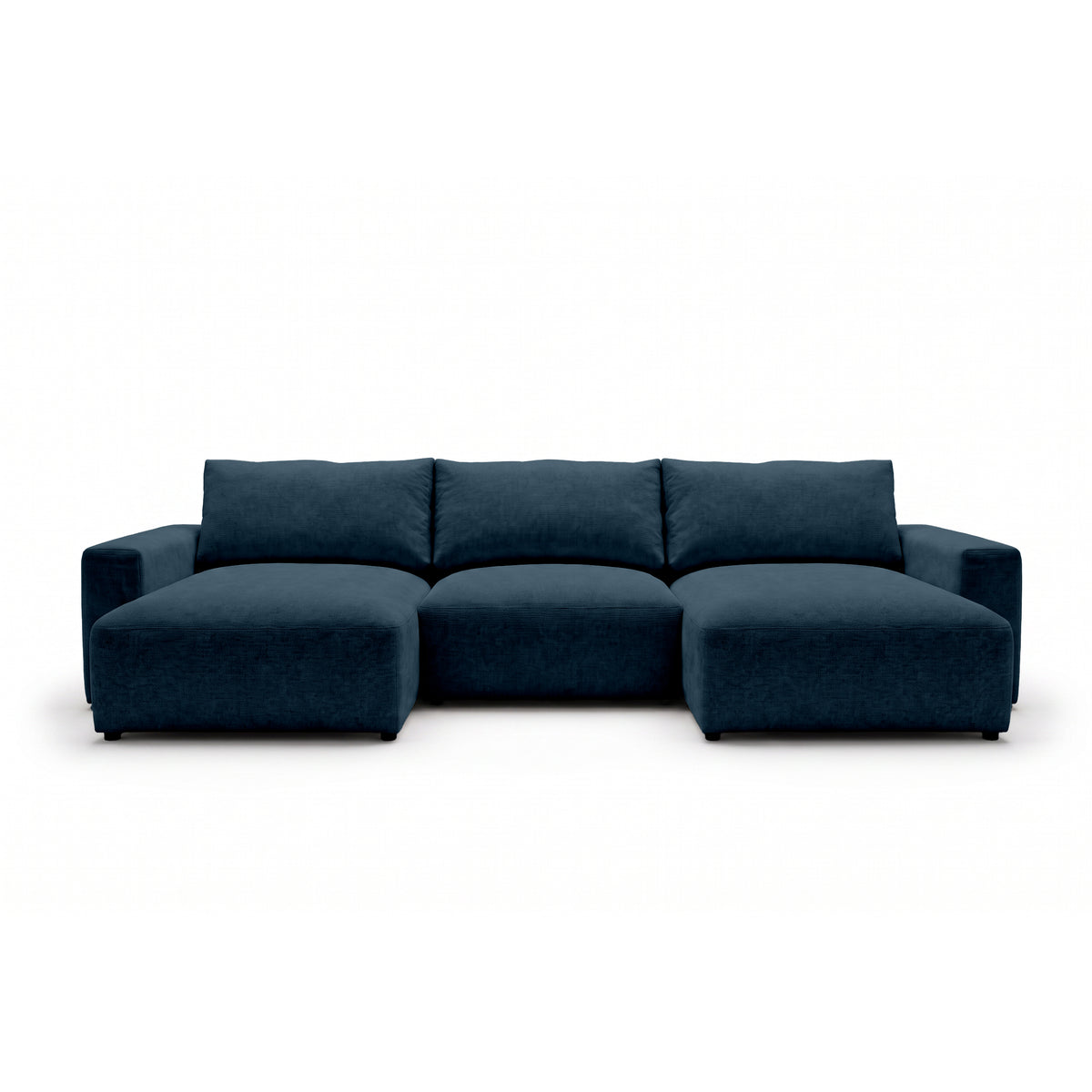 U Iskeli modular corner sofa 361 cm in Ink Granite (ARAGON 74) from the front – corner sofa with two ottomans in Aragon fabric