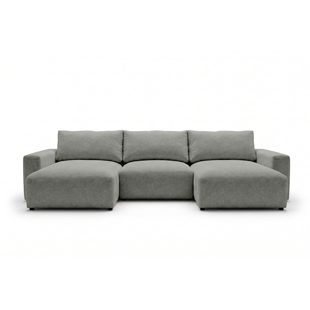 U Iskeli modular corner sofa 361 cm in Steel Grey (ARAGON 83) from the front – corner sofa with two ottomans in Aragon fabric