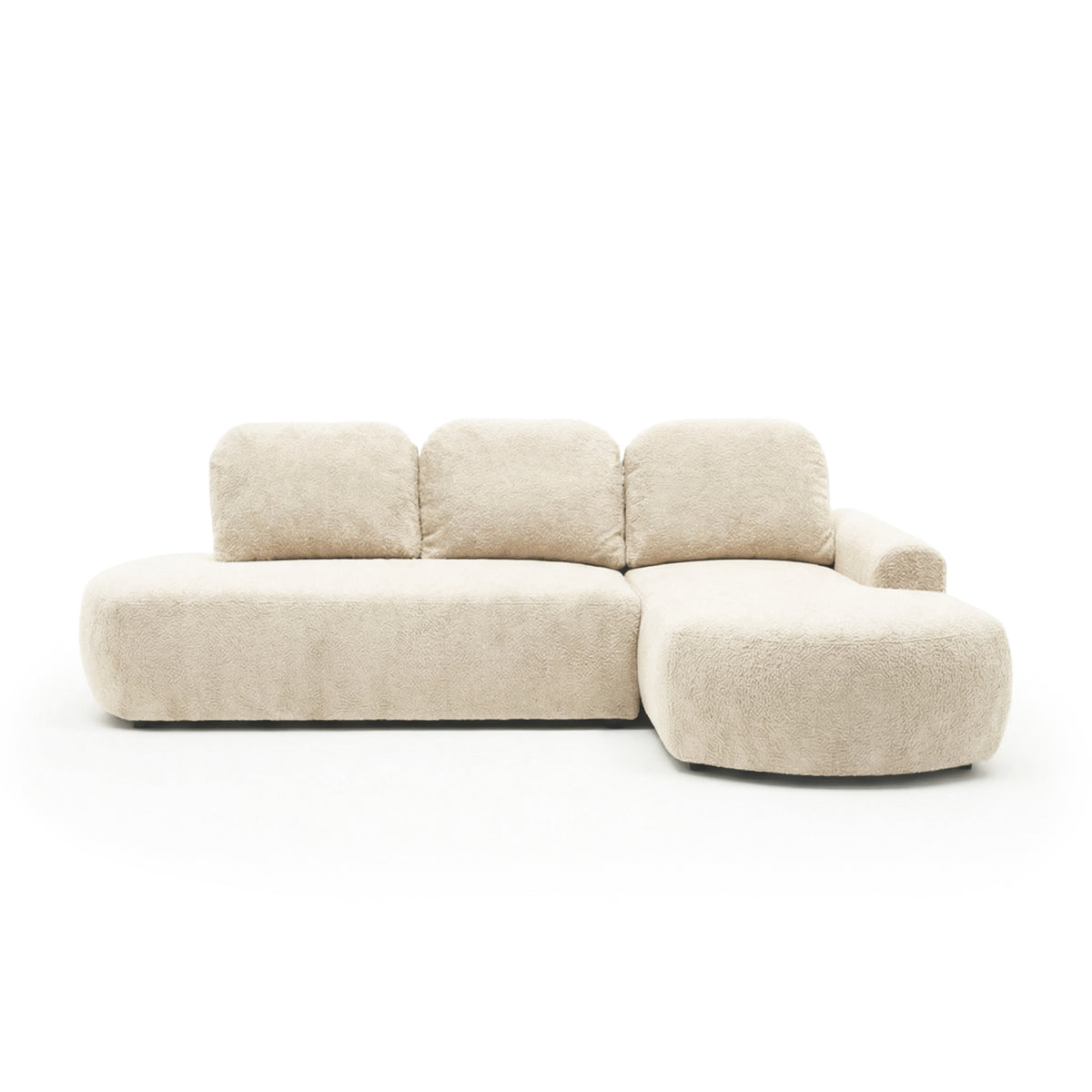 Moluni corner sofa, 263 cm, Linen Stone (BELLINI 20), right-hand version – plush corner sofa with chaise longue