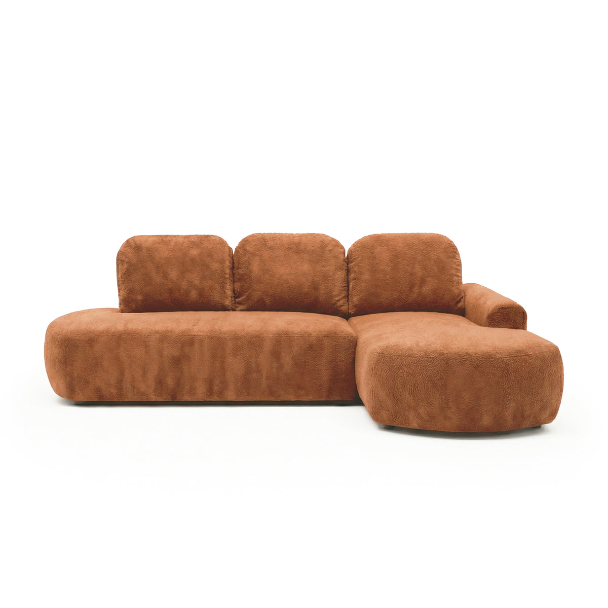 Moluni corner sofa, 263 cm, Rusty Chestnut (BELLINI 09), right-hand version – chaise longue on the right, front view