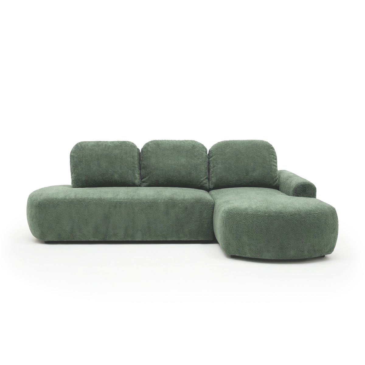Moluni corner sofa, 263 cm, Green Rock (BELLINI 15), right-hand version – L-shaped corner sofa for an apartment