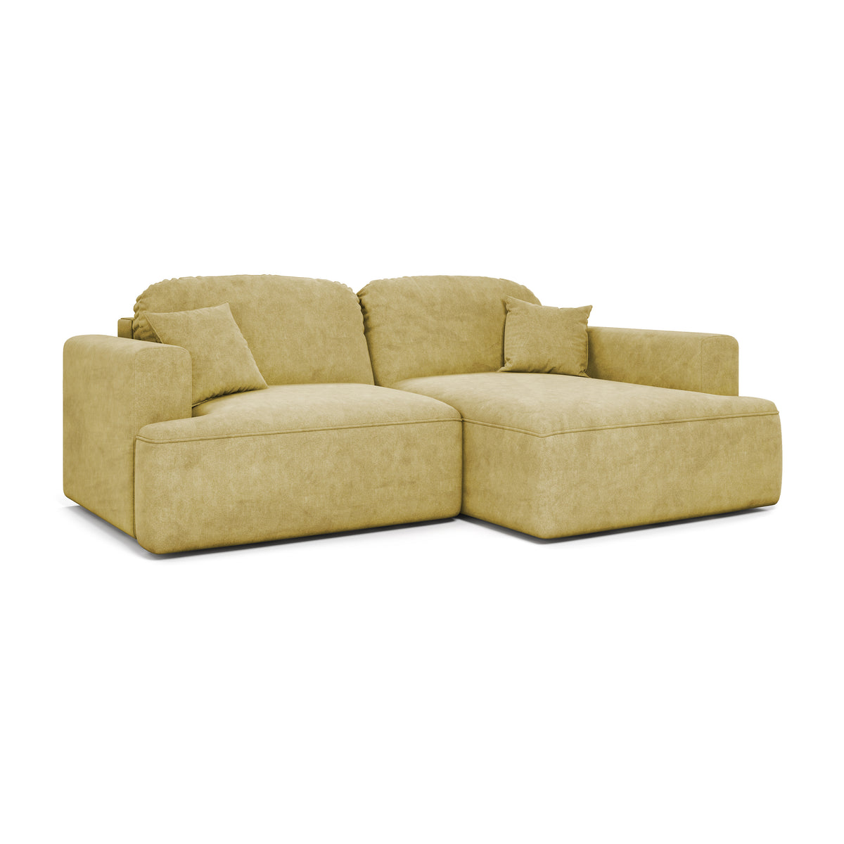 Senvali corner sofa 240 cm in Golden Sepia (CLOUD 32), right-hand version – chaise longue on the right, angled view