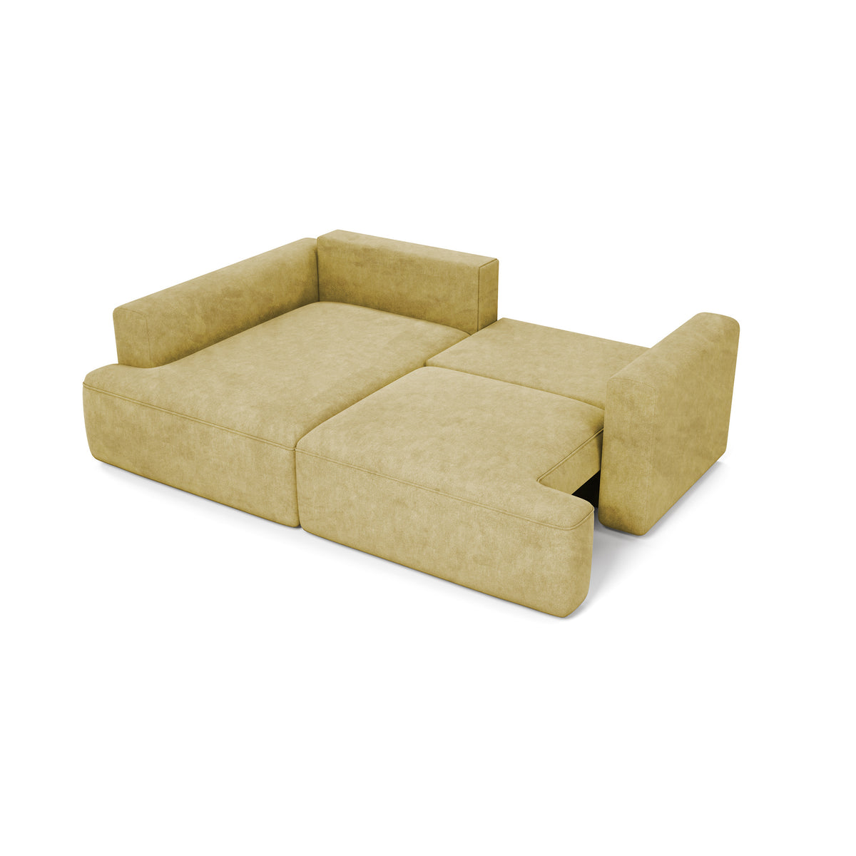 Senvali corner sofa 240 cm in Golden Sepia (CLOUD 32) unfolded – sleeping area 198 × 140 cm, corner sofa bed