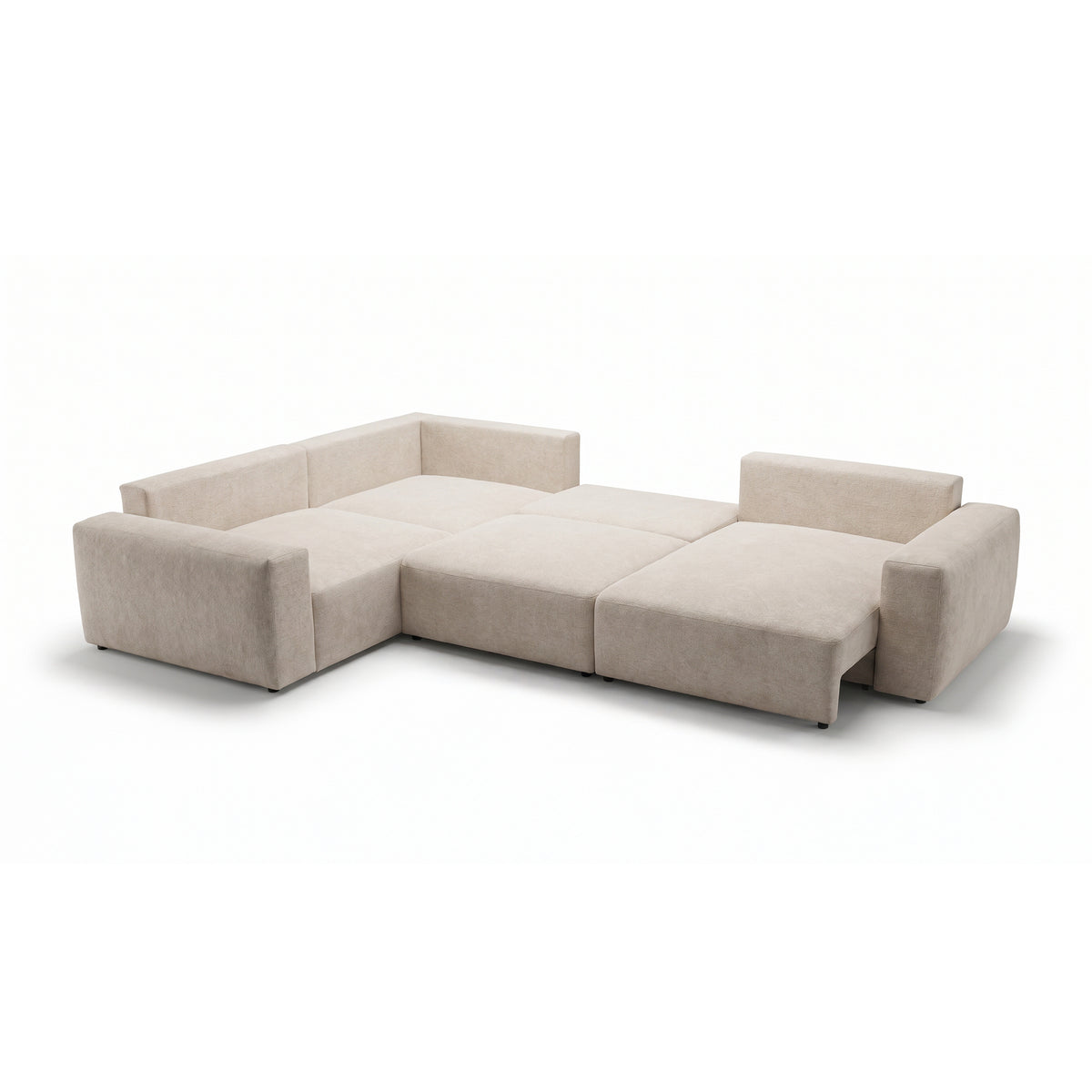 UL Iskeli Plus Creamy Taupe (ARAGON 03) right-hand corner sofa unfolded – corner sofa with Automat DL sleep function
