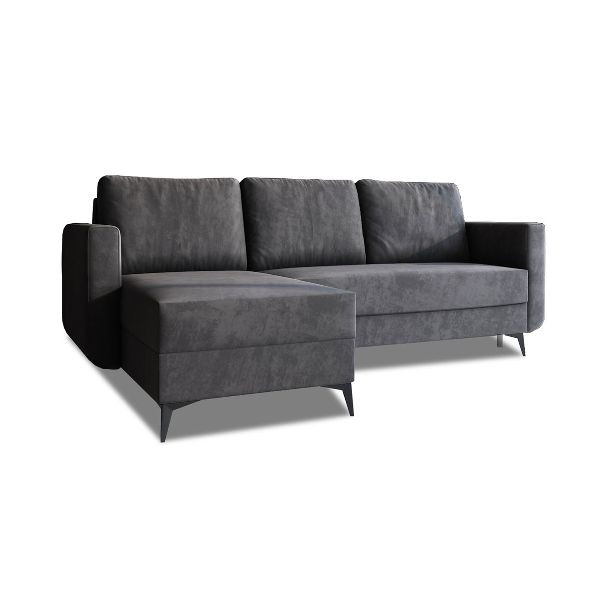 Forra corner sofa bed, Graphite Grey (MANILA 19), left-hand version, Manila velour fabric