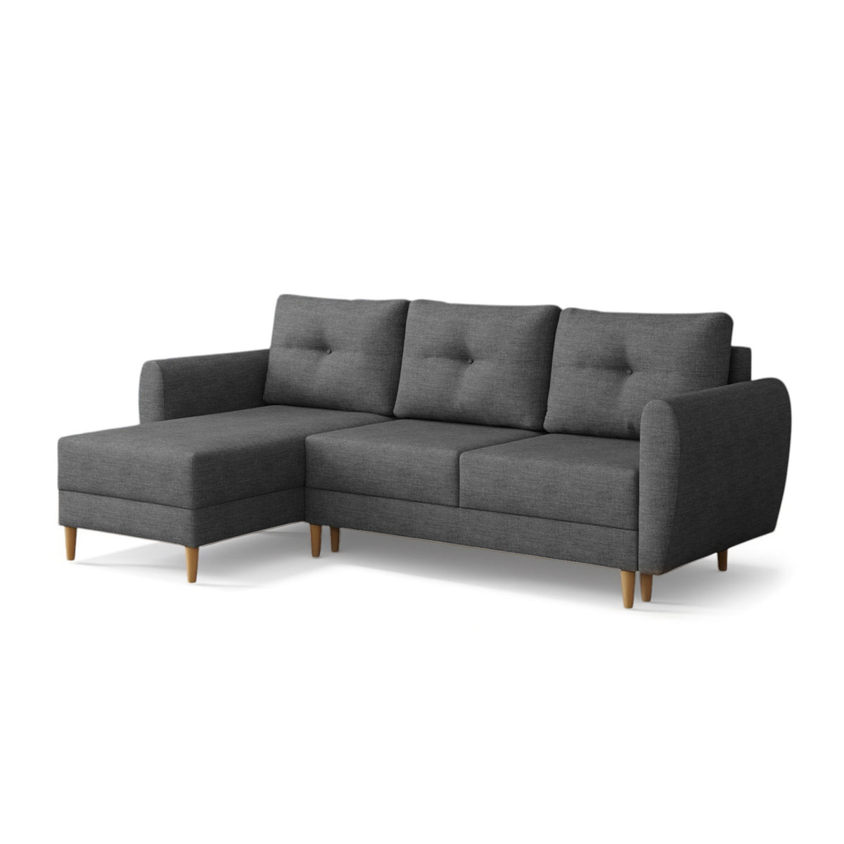 Harmi corner sofa bed in Ink Slate (SAWANA 06), left-hand version, Sawana woven fabric