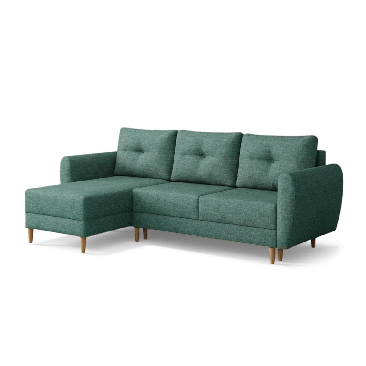 Harmi corner sofa bed in Petrol Azure (SAWANA 30), left-hand version, Sawana woven fabric