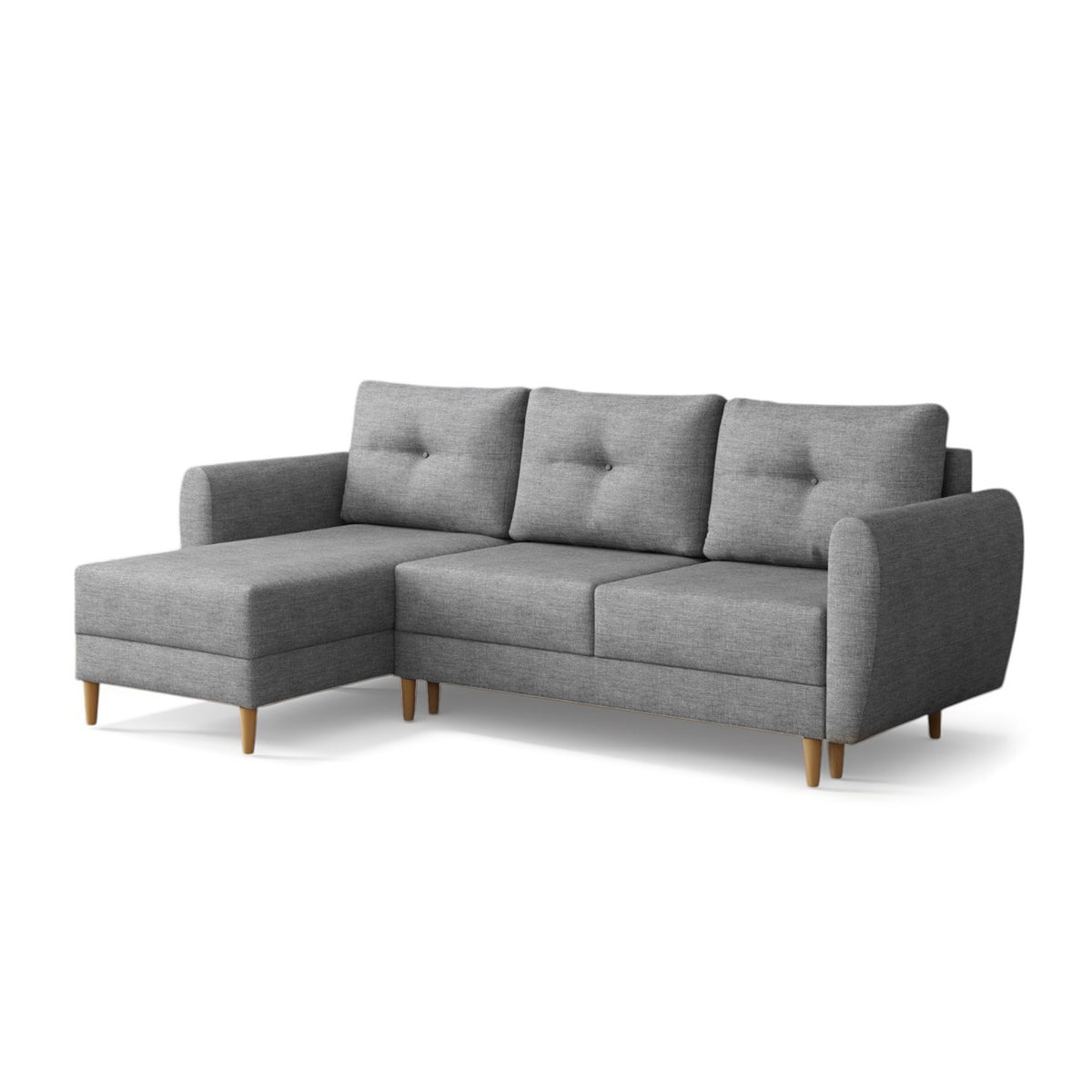 Harmi corner sofa bed in Ash Quartz (SAWANA 32), left-hand version, Sawana woven fabric