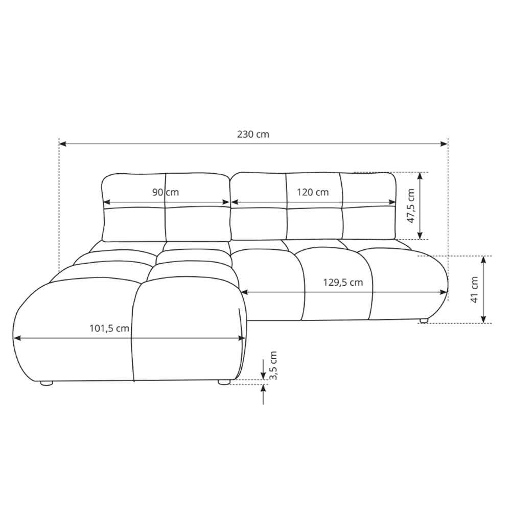 Narożnik z funkcją spania Milorya DL 230 cm w stylu nowoczesnym – zdjęcie 8