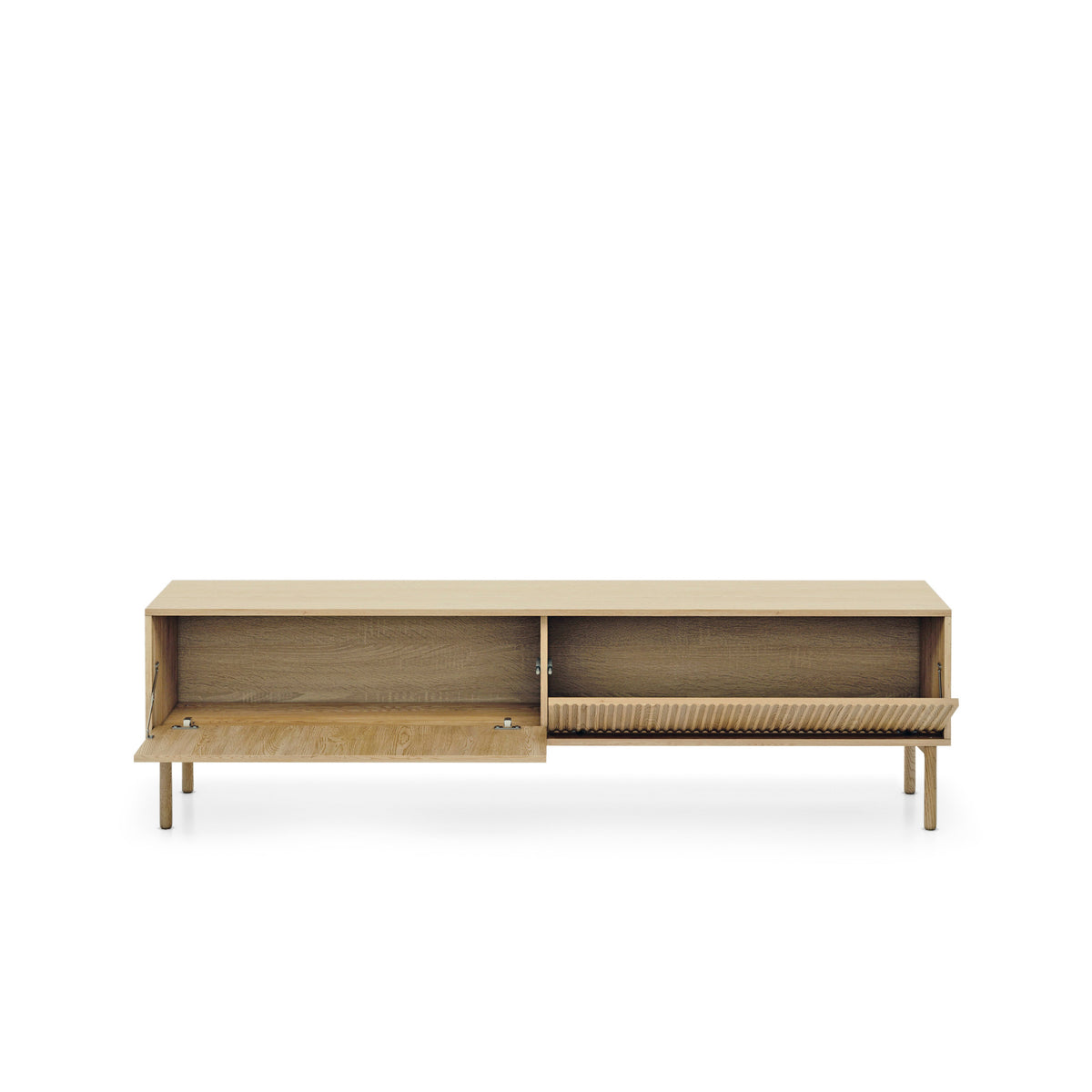 Viola TV Unit 187x52, Japandi Style – with doors open