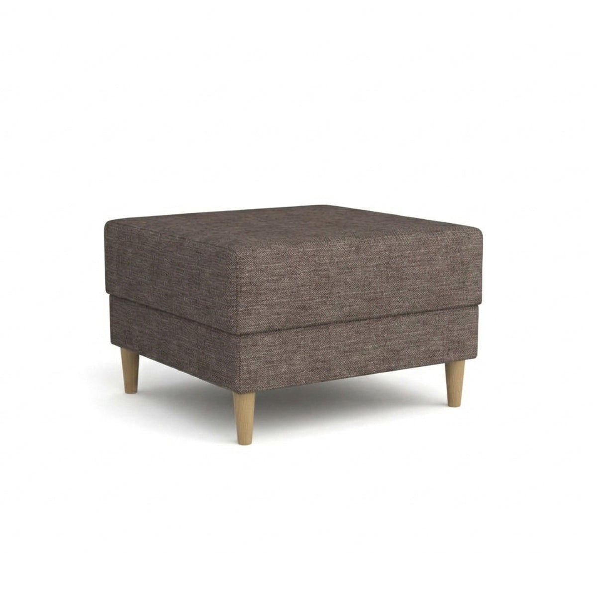 Harmi 66x66 pouffe in Sandy Taupe (SAWANA 12) – upholstered pouffe in woven fabric on beech legs