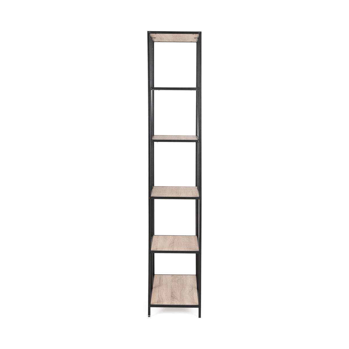 Regał Skeleto 77x185 Dąb Sonoma, widok z boku – smukły regał o głębokości 35 cm