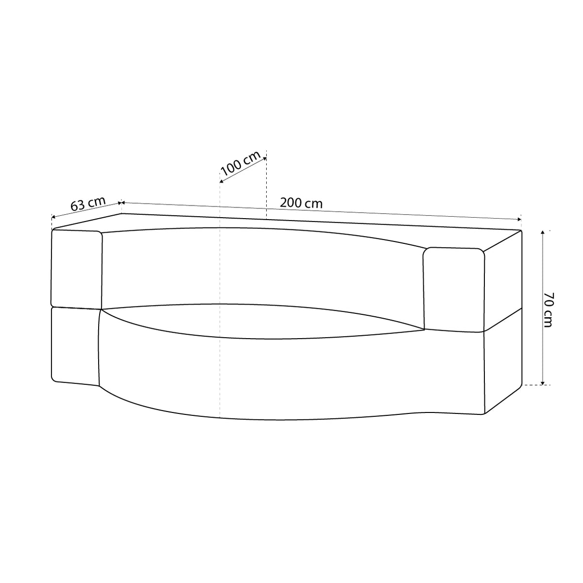 Sofa Lunaria ogrodowa piankowa 200x100x70 cm w stylu japandi, tkanina outdoorowa Harris – zdjęcie 9