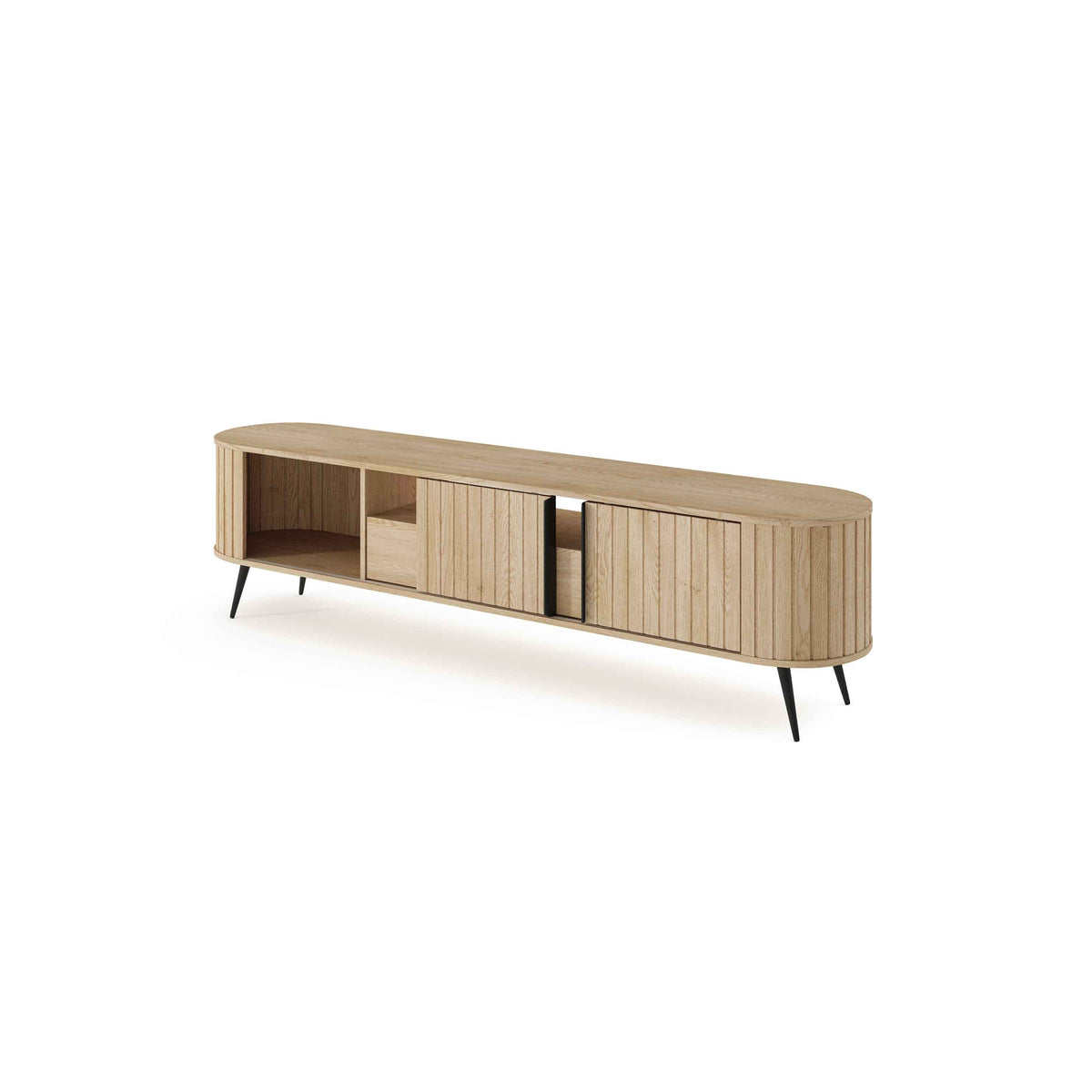 Llovia TV Unit 196x51, Modern Style – with doors open