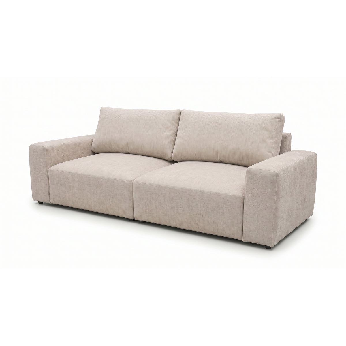 Iskeli 260 cm modular sofa in Creamy Taupe (ARAGON 03) at an angle – sofa bed with two backrest cushions