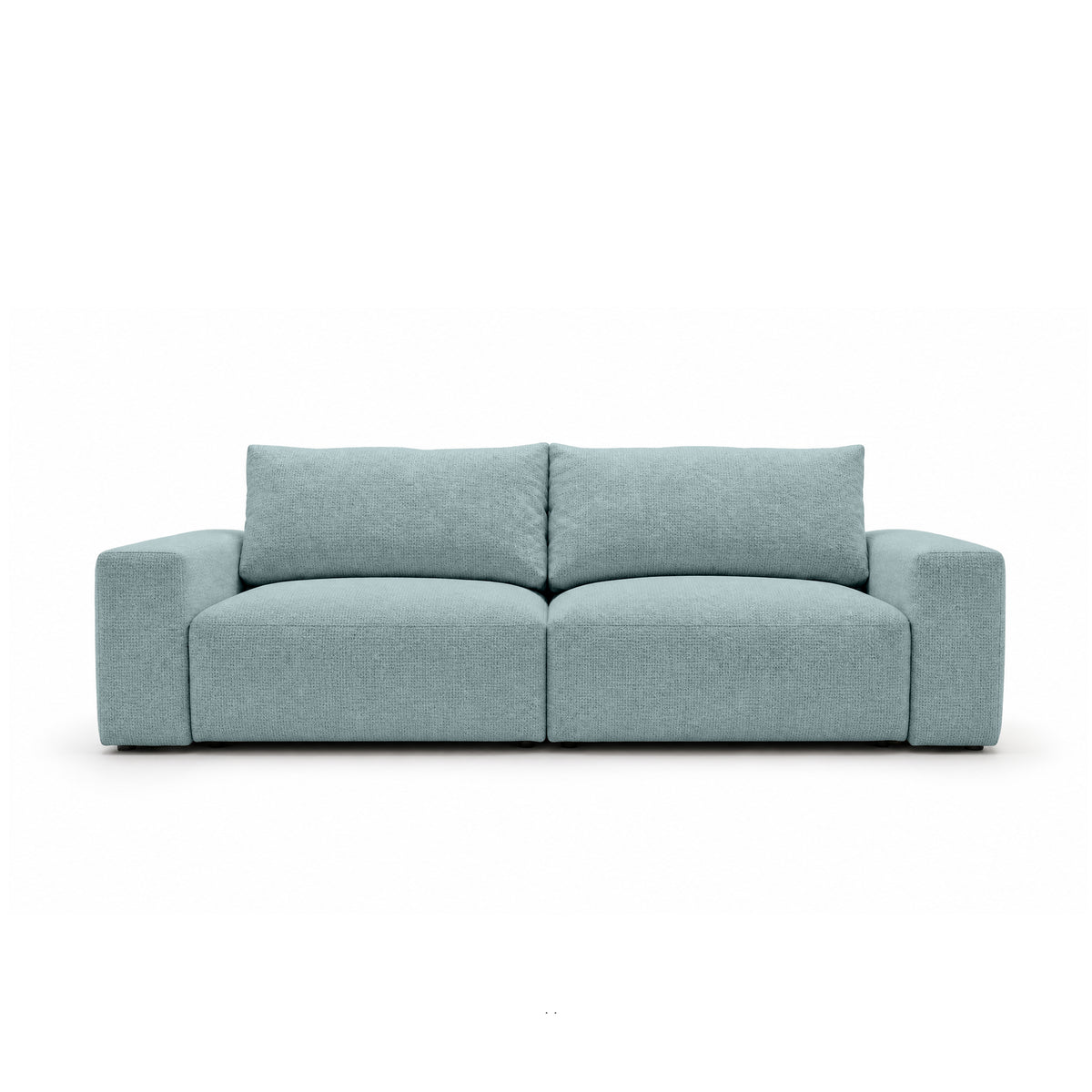 Iskeli 260 cm modular sofa in Icy Azure (ARAGON 70) from the front – sofa with a bedding storage compartment in Aragon fabric