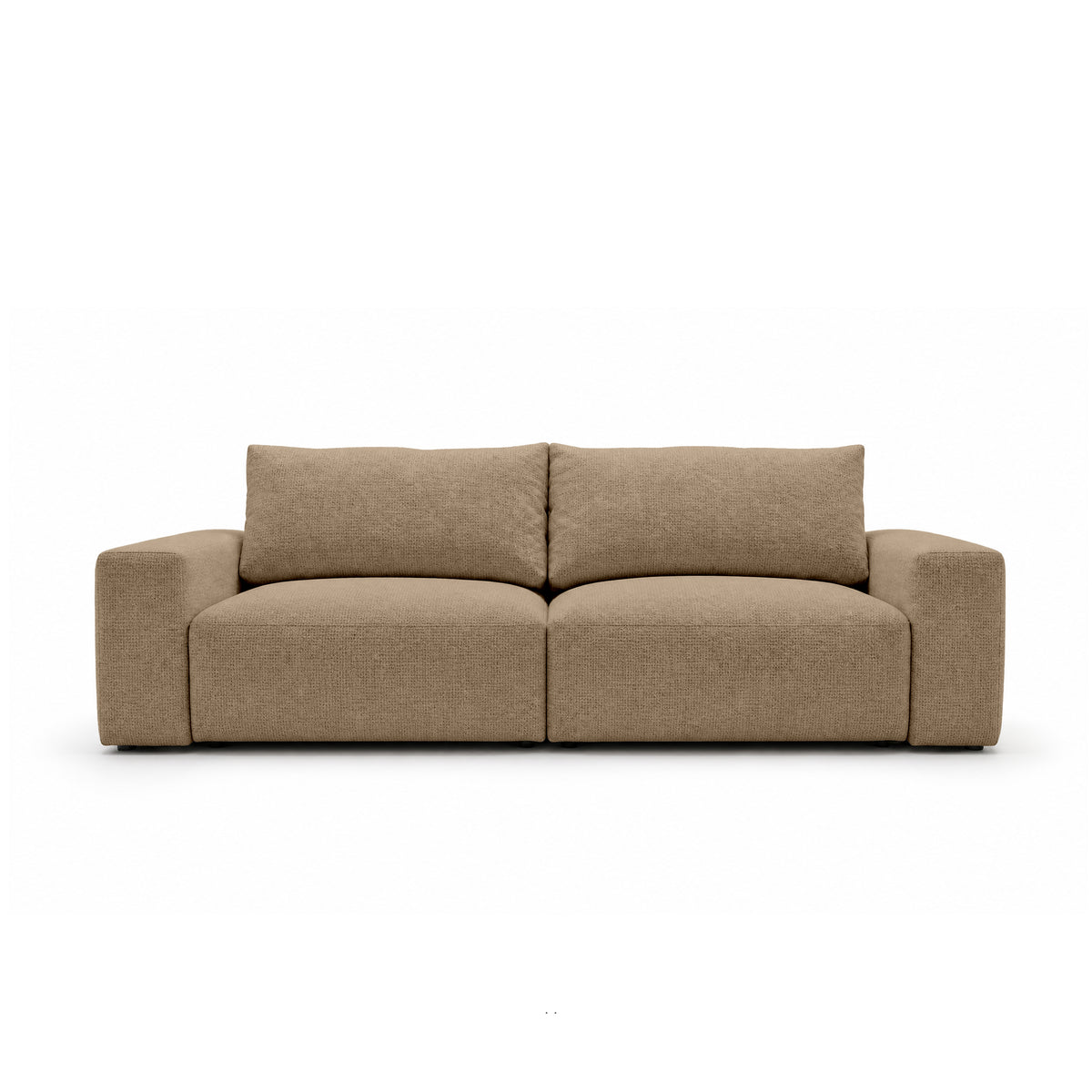 Iskeli 260 cm modular sofa in Nutty Beige (ARAGON 14) from the front – sofa with a bedding storage compartment in Aragon fabric