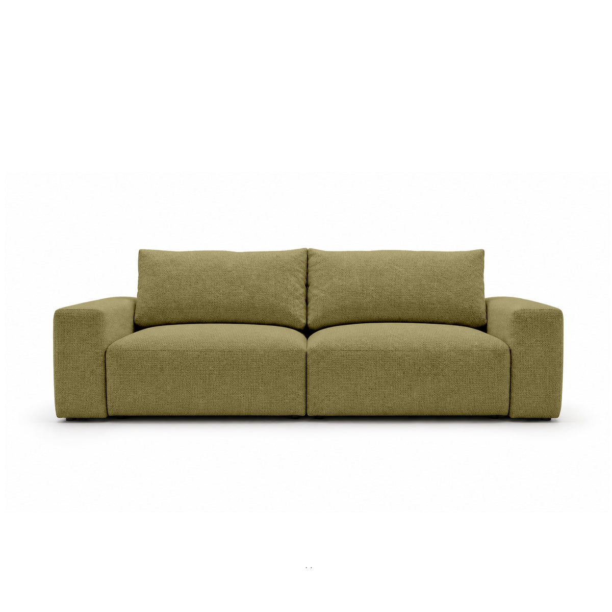 Iskeli 260 cm modular sofa in Golden Linen (ARAGON 35) from the front – sofa with a bedding storage compartment in Aragon fabric