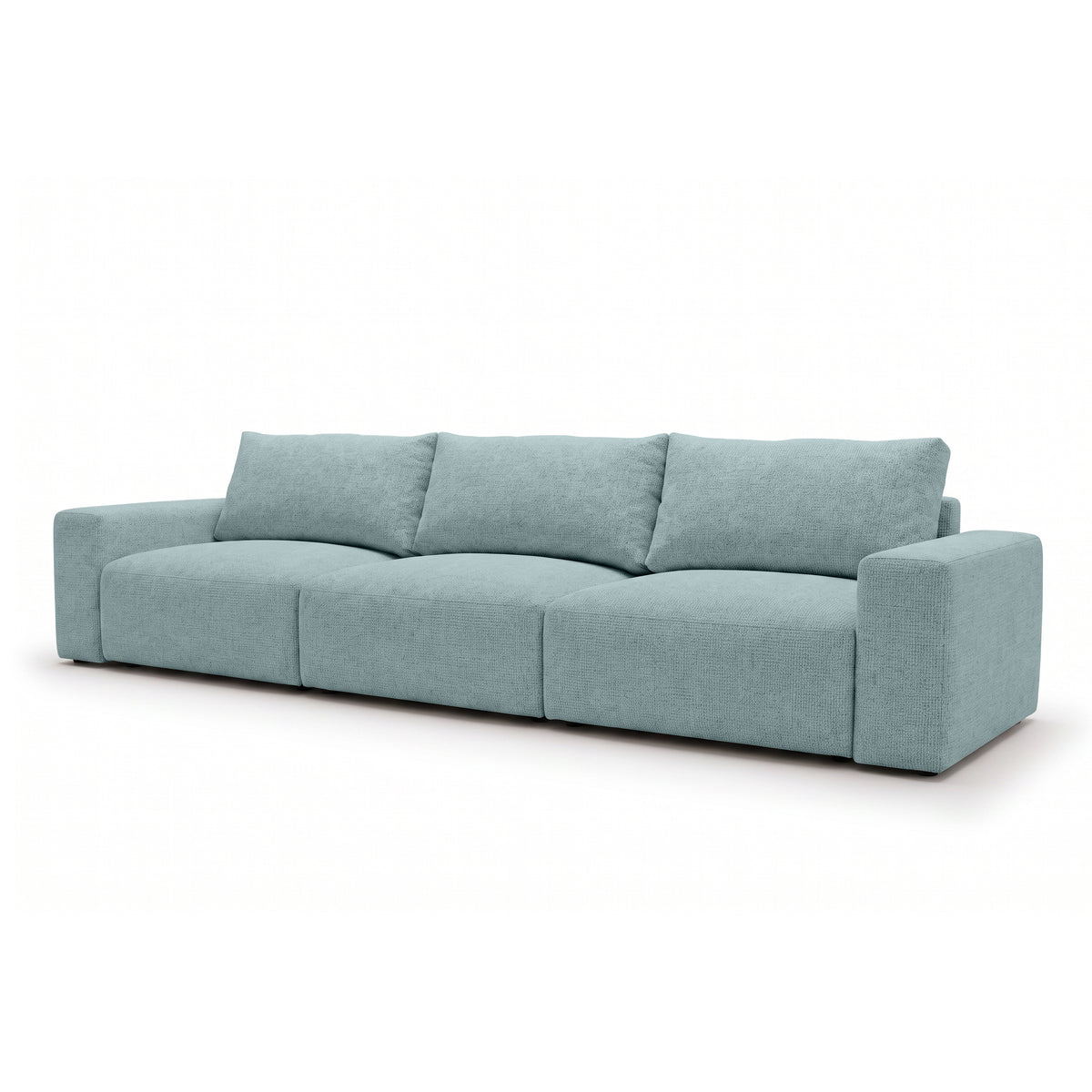 Iskeli Plus modular sofa 361 cm in Icy Azure (ARAGON 70) from an angle – sofa with sleep function in Aragon fabric