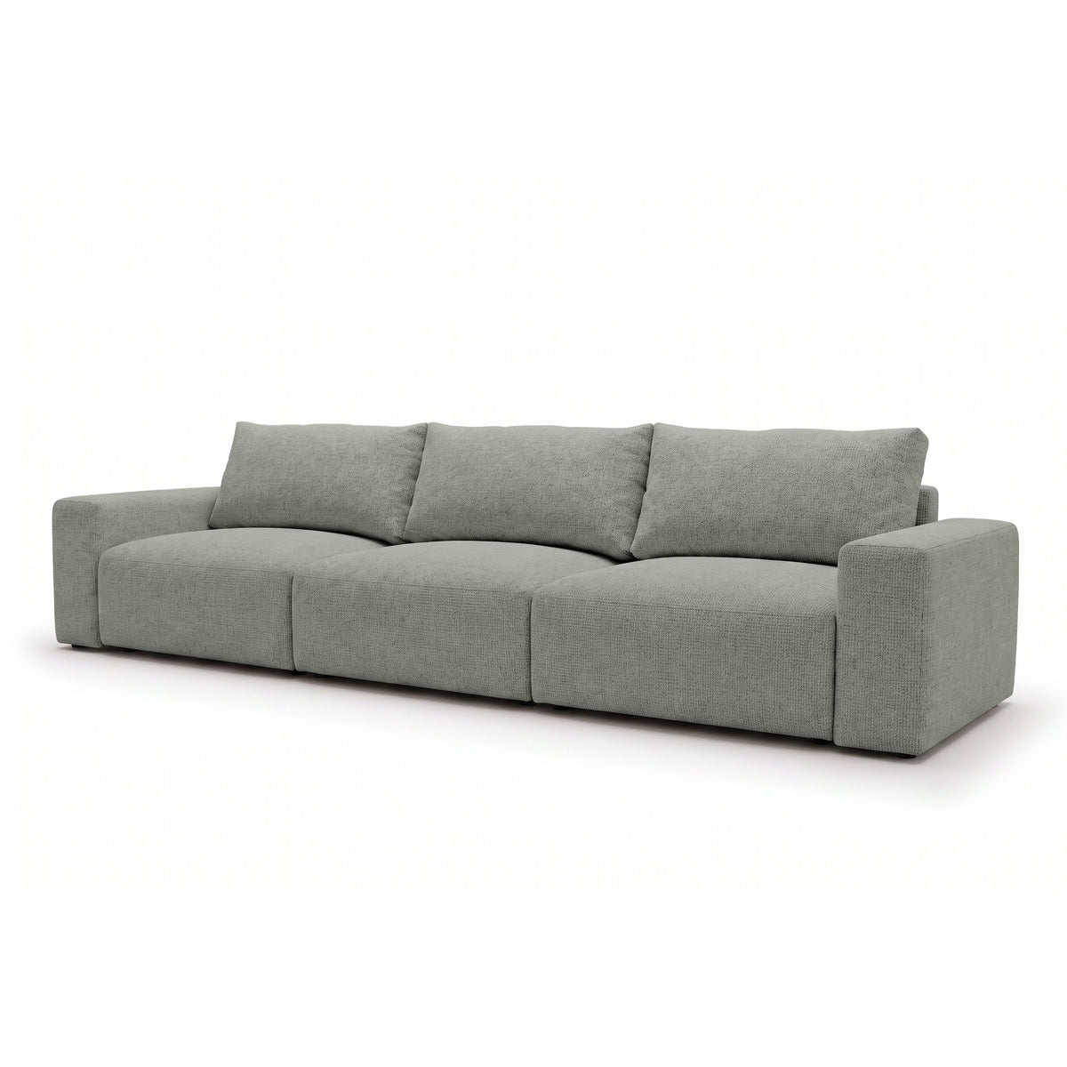 Iskeli Plus modular sofa 361 cm in Steel Grey (ARAGON 83) from an angle – sofa with sleep function in Aragon fabric