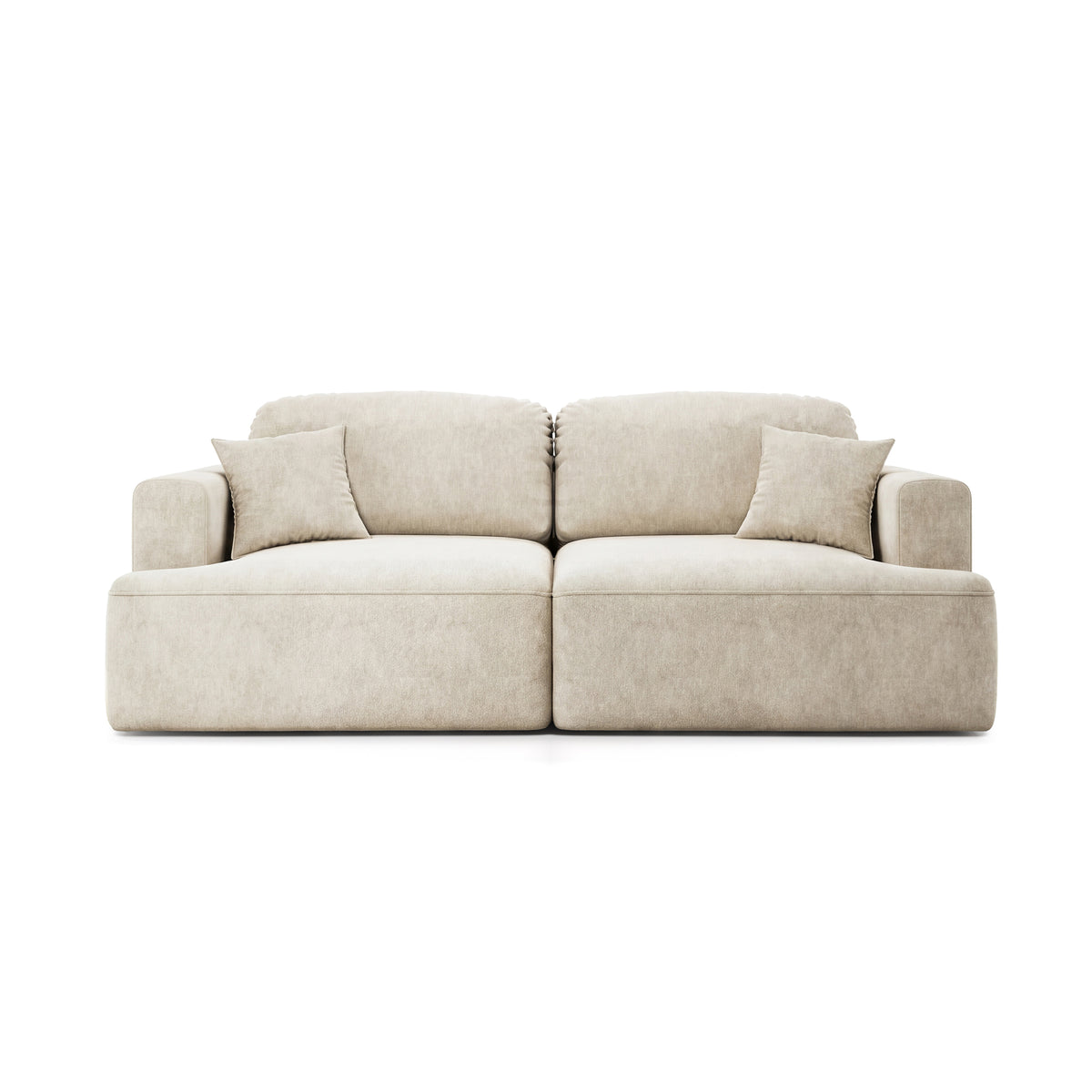 Senvali 241 cm sofa in Sandy Parchment (CLOUD 03) – sofa bed with storage, front view