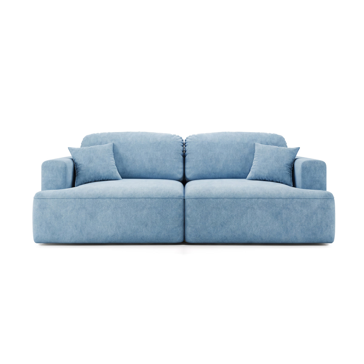 Senvali 241 cm sofa in Steel Azure (CLOUD 71) – boho-style sofa bed, front view
