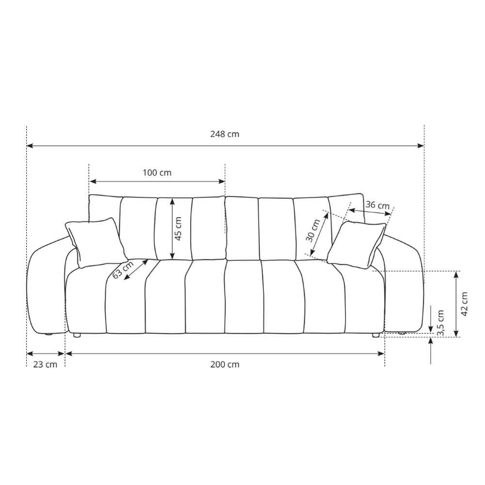Sofa Baloa 3-osobowa z funkcją spania 144x200 w stylu skandynawskim – zdjęcie 11