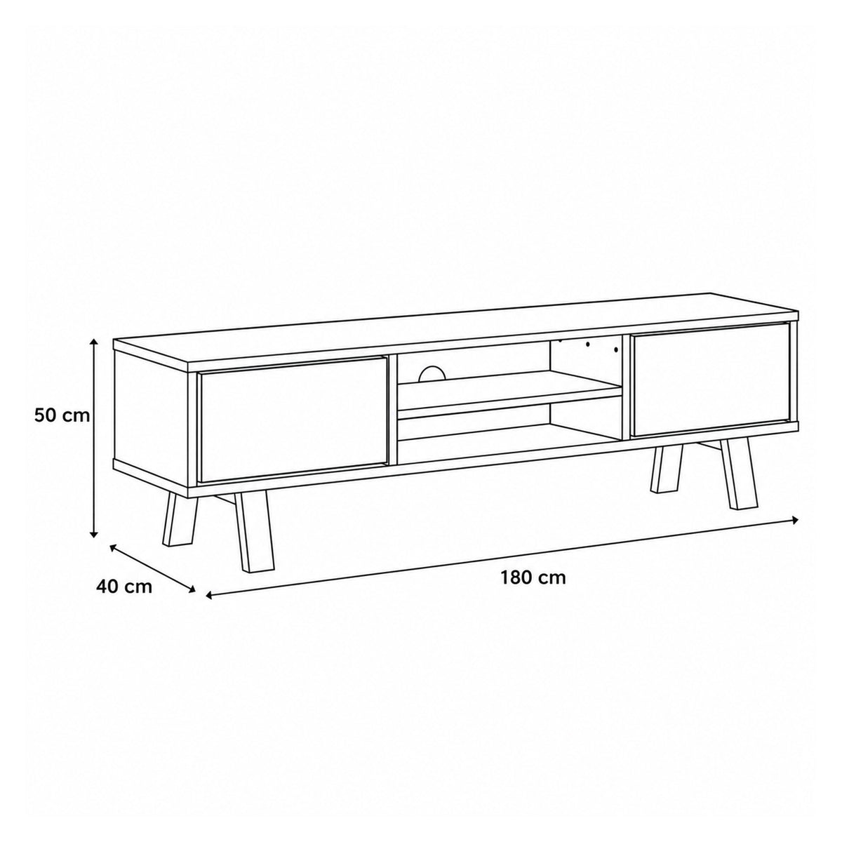 Lurisse TV cabinet 180x50 – dimensional drawing showing width, height and depth