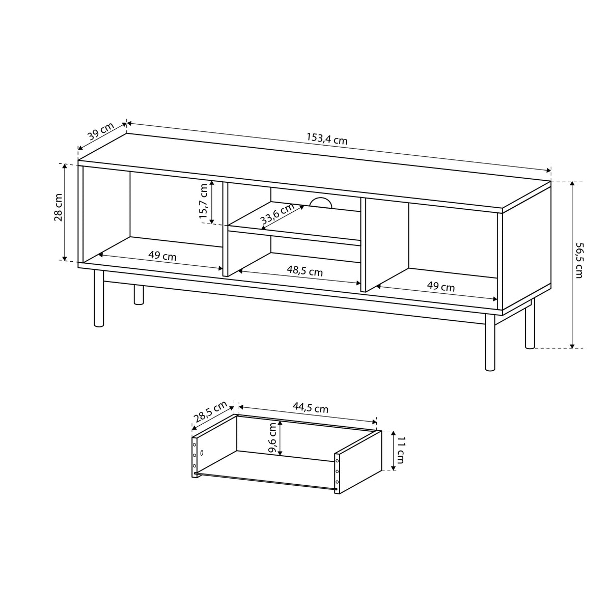 Szafka RTV Sabi 154x57 w stylu minimalistycznym – zdjęcie 10