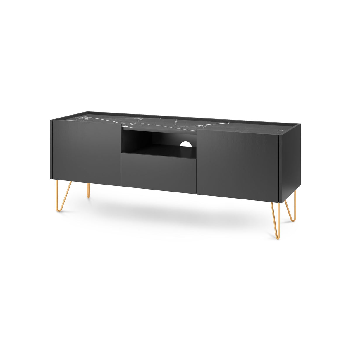 Szafka RTV pod telewizor Ballada 144x55 w stylu glamour – zdjęcie główne | Pillovely