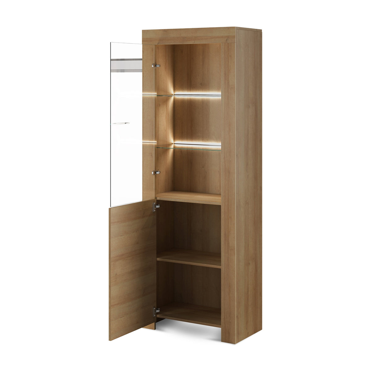 Witryna Gorky przeszklona 70x197 cm z oświetleniem LED w stylu nowoczesnym – zdjęcie 3