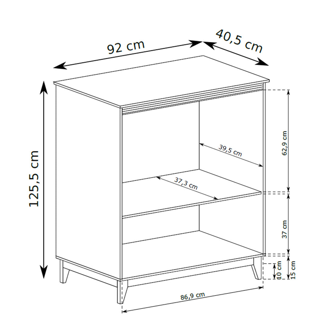 Komoda Serena 92x126 z półką i szufladą w stylu modern classic – rysunek z wymiarami