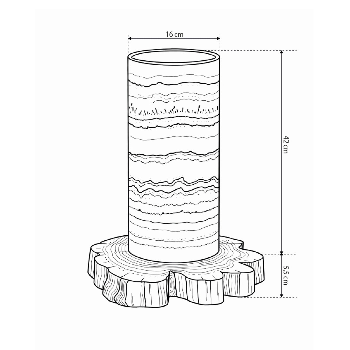 Sirelis Natural Onyx Lamp, Elegant Style – dimensions drawing