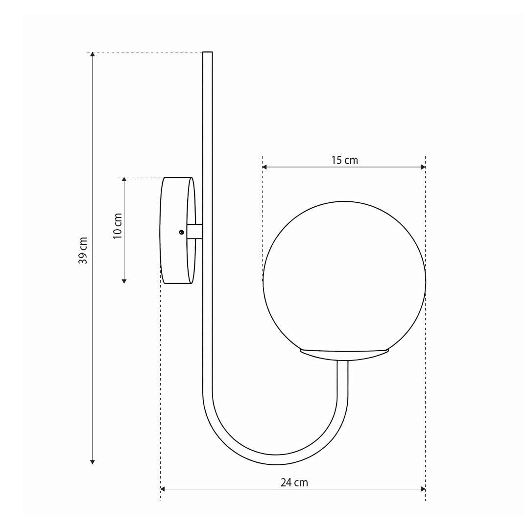 Orbitella Wall Lamp with Spherical Shade, Modern Style – dimensions drawing