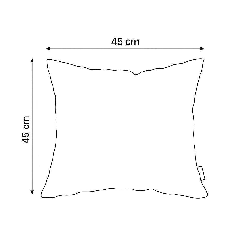 Poduszka dekoracyjna Plusz 45×45 cm w stylu glamour – rysunek z wymiarami