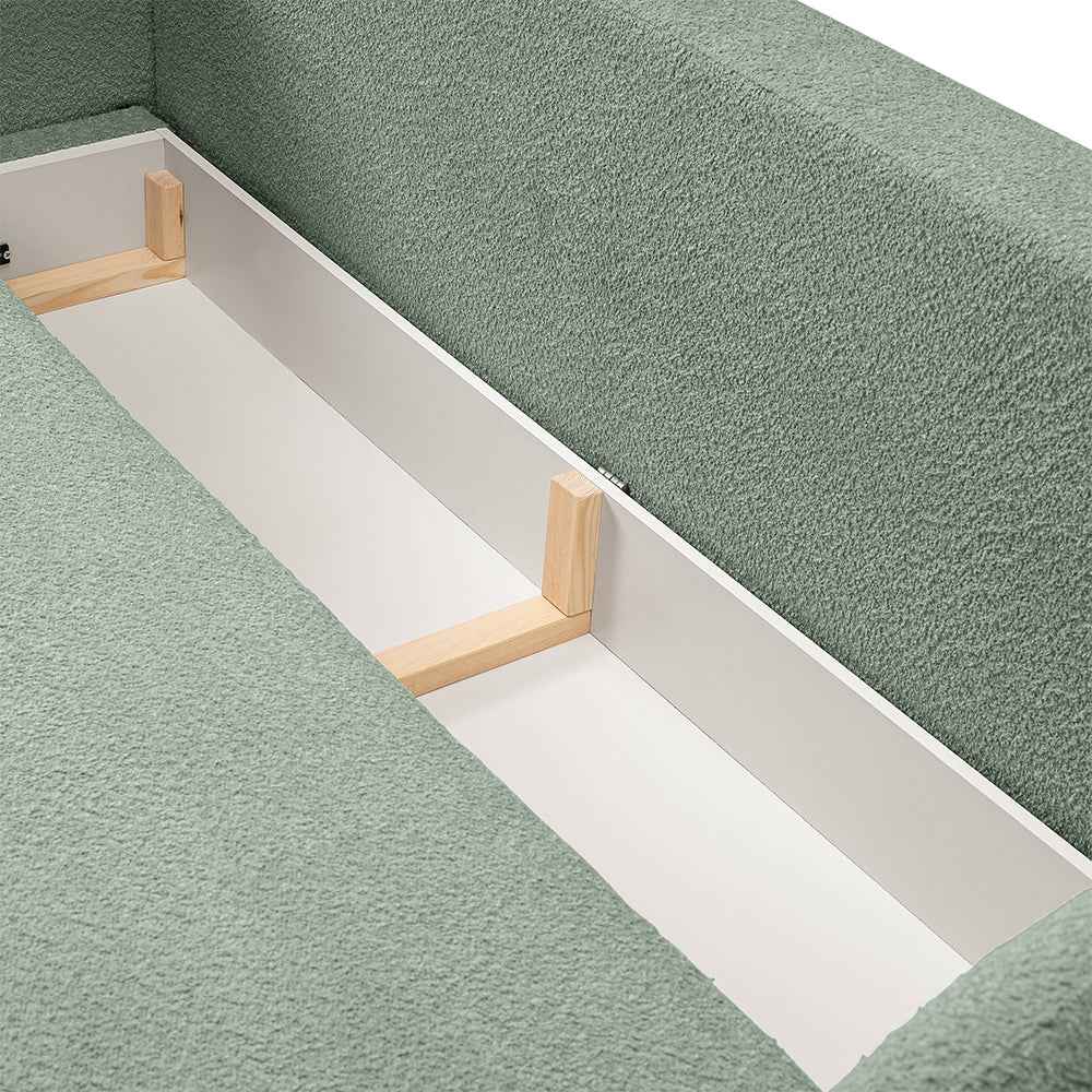Sofa Olemo z funkcją spania 142x200 w stylu nowoczesnym, tkanina Abriamo – zbliżenie na detale i fakturę
