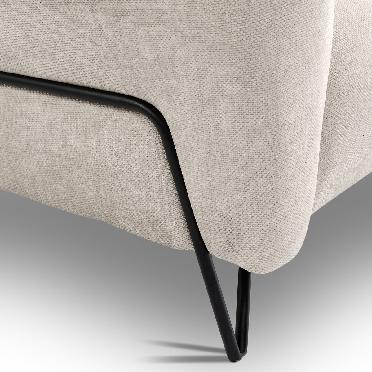 Nellia Upholstered Armchair, Modern Style, Storm Fabric – close-up of details and texture