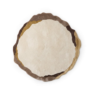 Groti Round Rug, Hand-tufted Wool with a Bold Border in Classic Style – front view | Pillovely