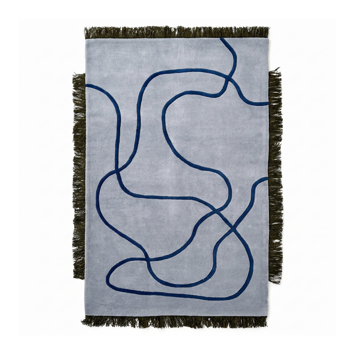 Dywan do salonu Serpello z frędzlami i płynnym wzorem w stylu boho – widok z przodu | Pillovely