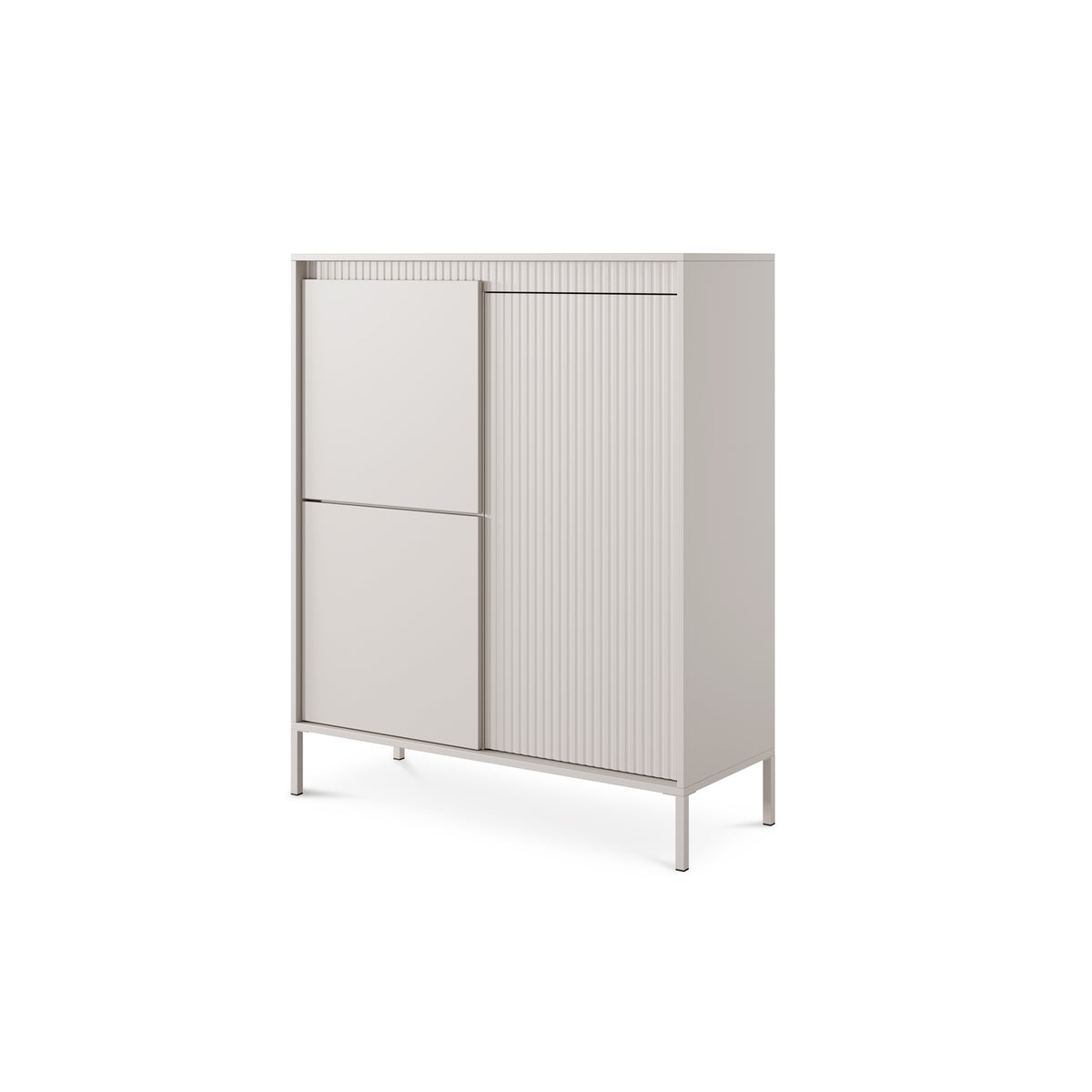 Komoda Senra 3-drzwiowa 104x123 w stylu japandi – widok pod kątem | Pillovely