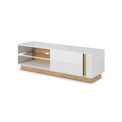 Szafka RTV pod telewizor Armelia 138x46 w stylu glamour – widok pod kątem | Pillovely