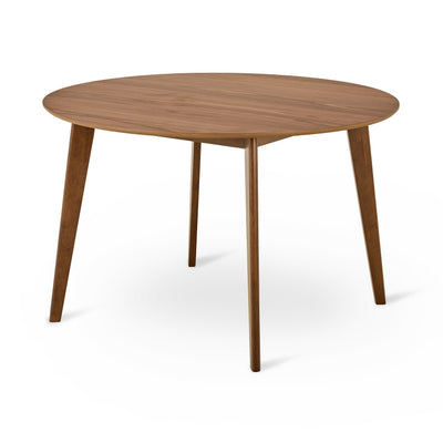 Krel Round Dining Table 120x76 cm, Japandi Style – Walnut Brown