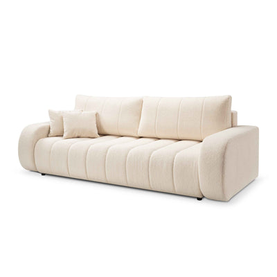 Sofa Baloa 3-osobowa, kanapa z funkcją spania 144x200 w stylu skandynawskim – widok pod kątem | Pillovely