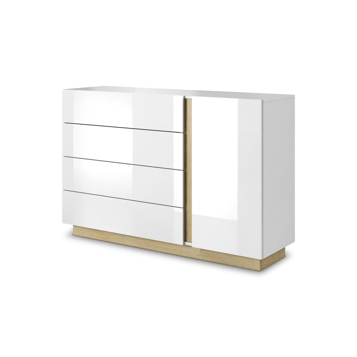 Komoda 138x91 w stylu minimalistycznym | Armelia Biały Dąb grandson