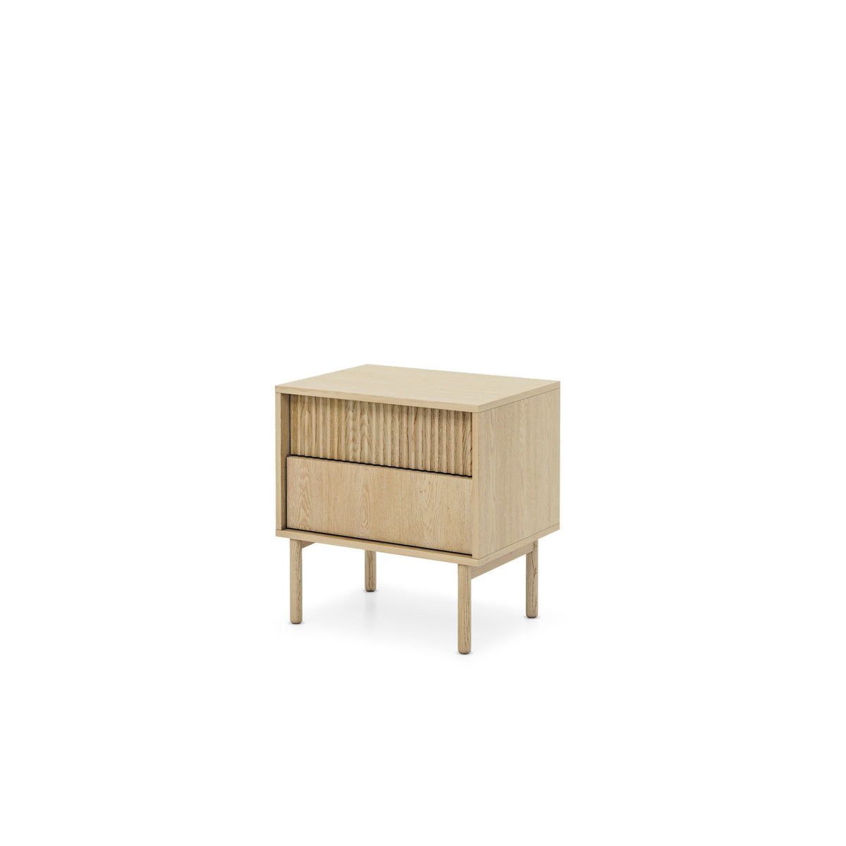 Viola Bedside Table with 2 Drawers 54x55 cm, Scandinavian Style – angled view | Pillovely