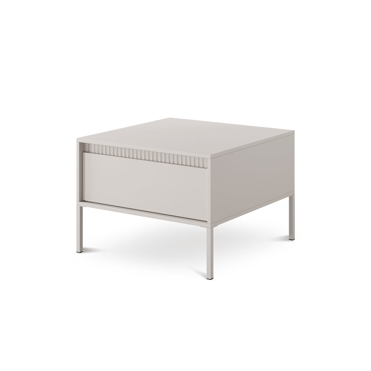 Stolik kawowy do salonu Senra 68x48 z szufladą w stylu minimalistycznym – widok pod kątem | Pillovely