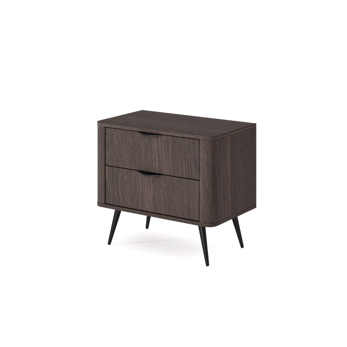 Szafka nocna Velia z 2 szufladami 63x55 cm w stylu soft loft – widok pod kątem | Pillovely